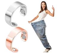Comebachome Magnetic Ring, 2PCS Adjustable Alloy Magnet Rings for Women Men (Silver + Rose Gold)