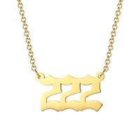 Comebachome Number Necklace 222 Number Pendant Choker Jewelry Stainless Steel Link Chain Gold, Numerology Jewelry, Necklace