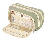 Comebachome Pencil Case Multi Pocket Large Capacity Pencil Case Zipper Closure Organizer Cute Canvas Bag Foldable Pouch for Teen and Adult Girls Green, Utilisation d'été