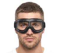 Comebachome Prescription Goggles, Vintage Motorcycle Goggles, Over Glasses For Men - Adjustable Strap With Leather Trim, Clear Lens Riding Glasses, Black, Prescription, Riding