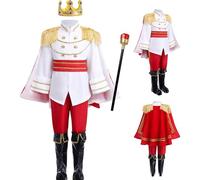 Comebachome Prince Costume for Boys Long Sleeve Tunic Top Prince Charming Costume Boys with Crown & Cane Full Set Outfit for for Cosplay, Dress-Up Party and Role PlayHome Décoration
