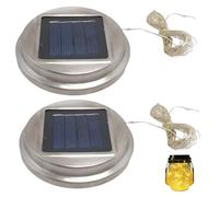 Comebachome Solar Light Replacement Top, 2pcs 8cm Mason Jar Solar Lantern Light Replacement Parts for DIY Outdoor Hanging Lanterns Accessories (Warm Lights)
