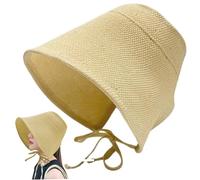 Comebachome Sun Bonnets for Women, Foldable Vintage Pioneer Bonnet with Tie, Breathable Cotton and Linen Victorian Hats for Women, Beige, Decor