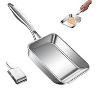 Comebachome Tamagoyaki Pan - 7.5x6.3" Stainless Steel Non-Stick Square Egg Frying Pan for Omelette, Egg Roll, Steaks, Bacon