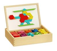 Comebachome Tangram Puzzle, Wooden Magnetic Puzzles with Design Cards, Learning Toys for Kids Ages 3-8, Tangram Geometry Puzzle, 280pcs, Tangrams