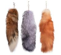 Comebachome Therian Tail, 3PCS 15.8 Inch Long Therian Fox Tail with Clasp, Soft Fluffy Fox Keychain, Hanging Tails for Handbag Backpack, Decor