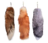 Comebachome Therian Tail, 3PCS 15.8inch Therian Fox Tail with Clasp, Fluffy Fox Tail Keychain, Hanging Fox Tails for Handbag Backpack