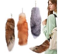 Comebachome Therian Tail Keychain, 3pcs 40cm Faux Fur Fox Tails, Fluffy Fox Tail Pendant for Handbag Backpack Decor