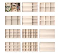 Comebachome Velvet Jewelry Tray 12Pcs Assorted Style Jewelry Drawer Organizer Inserts Density Board Storage Tray for Earrings, Rings, Brooches, Watches, Necklaces, Decor