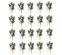 Comebachome White Berry Stems Christmas Berries Picks Artificial Pine Branches for Xmas Flower Ornaments 20PCS, Christmas Berries Stems, Artificial Pine Picks