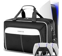 COMECOI Carrying Case for PS5, Travel Case for PS 5 Protective, Large Capacity Storage Bag Compatible with Playstation 5 Disk/ Digital Edition Console, Controllers, Game Cards, Accessories, White