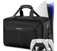 COMECOI Carrying Case for PS5, Travel Case for PS 5 Protective, Large Capacity Storage Bag Compatible with Playstation 5 Disk/ Digital Edition Console, Controllers, Game Cards, Accessories, Dark Black