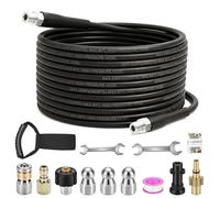 comeder 10M Pressure Washer Hose Compatible with Karcher K2-K7 Series, 5800 PSI Drain Pipe Hose Cleaning Kit with Adapters & Jet Nozzles & Rotating Jet Nozzle for Garden, Patios, Driveways