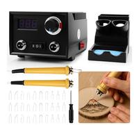 comeder Dual Pen Wood Burning Kit, 60W Pyrography Burner Tool Set with 30 Wire Nibs, 2 Pens, Digital Display 300-800°C Temperature Adjustable for DIY Wood Leather Pumpkin & Gourd, Fast Heating