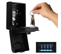 comeder Key Safe Wall Mounted, Security Key Lock Box Outdoor Waterproof with Light Up Dial & 4 Digit Combination, Key Storage Lock Box for Home Garage School Office (Black)