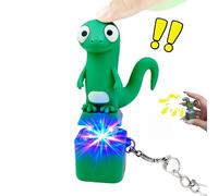 comeder Lizard Button Keychain with Sound,Funny frog Keychain with Colorful LED Lights, Stress Relief for Adults &Boys&Girls (Green, Lizard)
