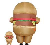 Comedic Party Attire, Fast Food Inflated Suit, Oversized Burger Costume with Laughter Effect, Entertaining Event Clothing, Air Powered Outfit with Easy Wear, Fun Costume Choice for Men or Women