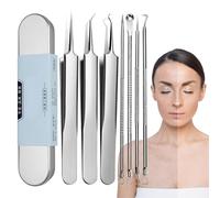 Comedone Remover Set - Extractors, Facial Tweezers | Removal Kit ]7 Piece Pimples, Precision Tweezers for Pimple Extraction on the Nose, on the Fr