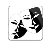 Comedy and Tragedy Drama Masks Pack of 10 Square Stickers - 55mm x 55mm