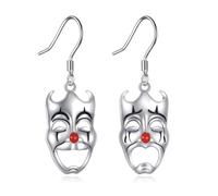 Comedy and Tragedy Masks Dangle Earrings Sterling Silver Drama Theatre Drop Earrings Phantom of the Opera Jewelry Gift for Women