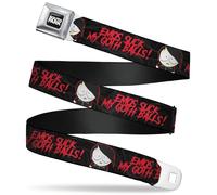 Comedy Central Belt, Seatbelt Buckle Belt, South Park Goth Firkle Emos Sucks My Goth Balls Black Gray, Adjustable, Black, 3.81 cm Wide