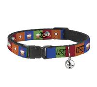 Comedy Central Cat Collar, Breakaway Collar with Bell, South Park Boys Pose Blocks Multi Color, 8.5 to 12 Inches 0.5 Inch Wide