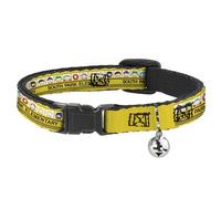 Comedy Central Cat Collar, Breakaway Collar with Bell, South Park Elementary School Bus Characters Pose Yellow, 8.5 to 12 Inches 0.5 Inch Wide