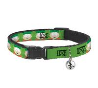 Comedy Central Cat Collar, Breakaway Collar with Bell, South Park Kyle Expressions Greens, 8.5 to 12 Inches 0.5 Inch Wide