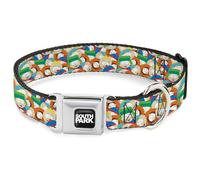 Comedy Central Pet Collar, Dog Collar Metal Seatbelt Buckle, South Park Boys Expressions Stacked, 13 to 17 Inches 1.5 Inch Wide