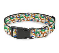 Comedy Central Pet Collar, Dog Collar Plastic Buckle, South Park Boys Expressions Stacked, 11 to 16.5 Inches 1.0 Inch Wide