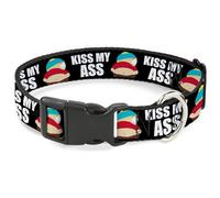 Comedy Central Pet Collar, Dog Collar Plastic Buckle, South Park Cartman Pants Kiss My Ass Pose Black White, 16 to 23 Inches 1.5 Inch Wide