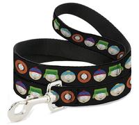 Comedy Central Pet Leash, Dog Leash, South Park Boys Face Repeat Black, 6 Feet Long 1.0 Inch Wide