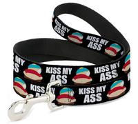 Comedy Central Pet Leash, Dog Leash, South Park Cartman Pants Kiss My Ass Pose Black White, 6 Feet Long 1.5 Inch Wide