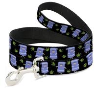 Comedy Central Pet Leash, Dog Leash, South Park Towlie and Scattered Pot Leaves Black, 4 Feet Long 0.5 Inch Wide
