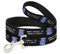 Comedy Central Pet Leash, Dog Leash, South Park Towlie Dont Forget to Bring a Towel Pose Black, 6 Feet Long 1.0 Inch Wide