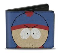Comedy Central Wallet, Bifold, South Park Stan Face Character Close Up Blue, Vegan Leather, Blue, 4.0" x 3.5", Casual