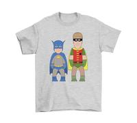Comedy Heroes, British Comedy TV Show Caricature T-Shirt, Made from Organic Cotton, Unisex Style, Regular Fitted Heather Grey