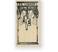 Comedy Tragedy Ex Libris Bookplate Wood Mounted Rubber Stamp - 100 Proof Press - 4842