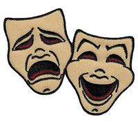 Comedy Tragedy Masks Patch Embroidered Iron-On Applique Drama Acting Souvenir