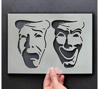 Comedy & Tragedy Theatre Mask Stencil | Decor & Craft Stencil Sheet | Paint & Customise Signs, Walls, Fabrics, Furniture | Reusable … (17x25cm)