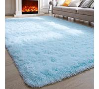 Comeet Soft Living Room Area Rug for Bedroom, No Slip Plush Fluffy Rugs-Fuzzy Comfy Rug, Indoor Floor Rug Shaggy Plush Carpets for Kids Girls Boys Dorm Nursery, 3x5 Light Blue