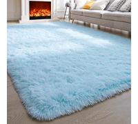 Comeet Soft Living Room Area Rug for Bedroom, No Slip Plush Fluffy Rugs-Fuzzy Comfy Rug, Indoor Floor Rug Shaggy Plush Carpet for Kids Girls Boys Dorm Nursery, 6x9 Light Blue