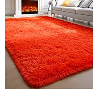 Comeet Soft Living Room Area Rug for Bedroom, No Slip Plush Fluffy Rugs-Fuzzy Comfy Rug, Indoor Floor Rug Shaggy Plush Carpets for Kids Girls Boys Dorm Nursery, 4x6 Orange