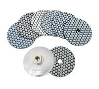 ComeFloor Dry Diamond Polishing Pads for Granite Marble Stone 4 Inch Set 7 Pieces Grinding Pads Plus a Alu Backer Pads