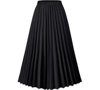comefohome Black Skirt for Women UK Pleated Long Maxi Elasticated Summer A Line Boho Ladies Skirts L