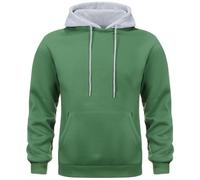 comefohome Hoodies for Men UK Pullover Color Block Fleece Sweatshirts Long Sleeve Drawstring Casual Designer Hoody Tops with Pockets Green XXL