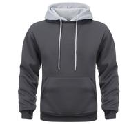 comefohome Hoodies for Men UK Pullover Color Block Fleece Sweatshirts Long Sleeve Drawstring Casual Designer Hoody Tops with Pockets Dark Grey XXL