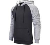 comefohome Mens Hoodies Pullover Color Block Sweatshirts Patchwork Casual Tops Hoody UK Drawstring Designer with Pocket Dark Grey L
