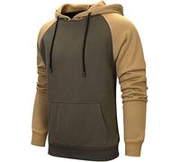 comefohome Mens Hoodies Pullover Color Block Sweatshirts Patchwork Casual Tops Hoody UK Drawstring Designer with Pocket Green XXL