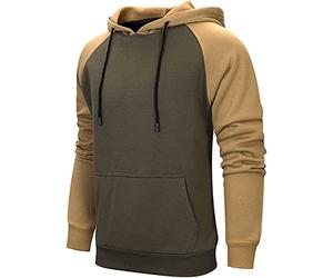 comefohome Mens Hoodies Pullover Color Block Sweatshirts Patchwork Casual Tops Hoody UK Drawstring Designer with Pocket Green S